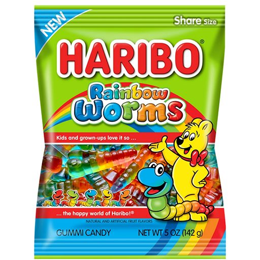 Wholesale Haribo Rainbow Worms Peg Bag