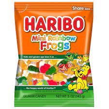 Wholesale Haribo Mini Rainbow Frogs Peg Bag