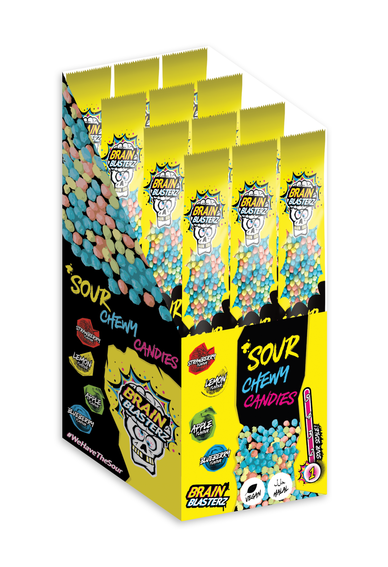 Buy Brain Blasterz Sour Chewy Candies (12x60g) The Kandy King