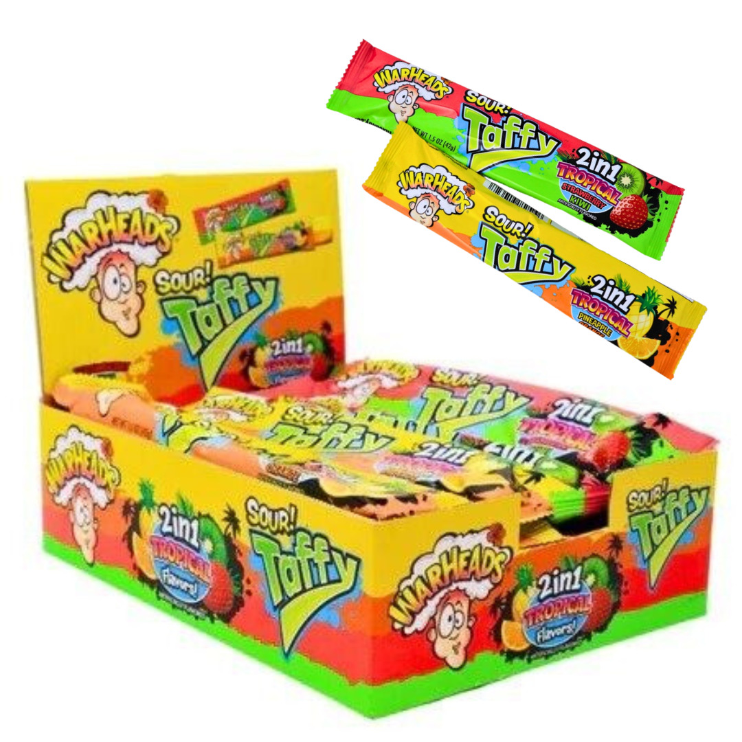 Buy Warheads Sour Taffy Bar Tropical Flavour 2 in 1 (24x42g) The