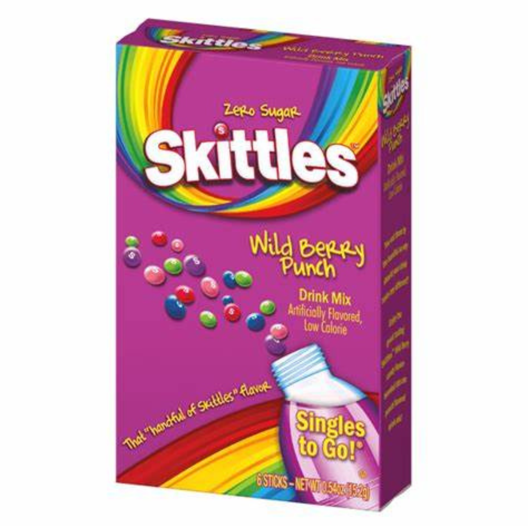 Wholesale Skittles Drink Mix Wild Berry Punch Zero Sugar Sachets USA (6 Sticks) (12x15.2g) 1 Skittles Drink Mix Wild Berry Punch Zero Sugar Sachets USA (6 Sticks) (12x15.2g)