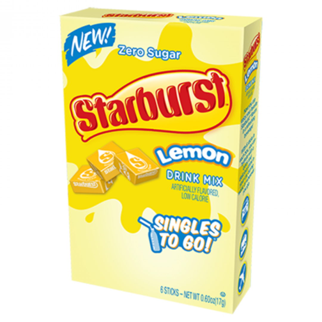 Wholesale Starburst Drink Mix Lemon Flavour Zero Sugar Sachets USA (6 Sticks) (12x17g) 1 Starburst Drink Mix Lemon Flavour Zero Sugar Sachets USA (6 Sticks) (12x17g)