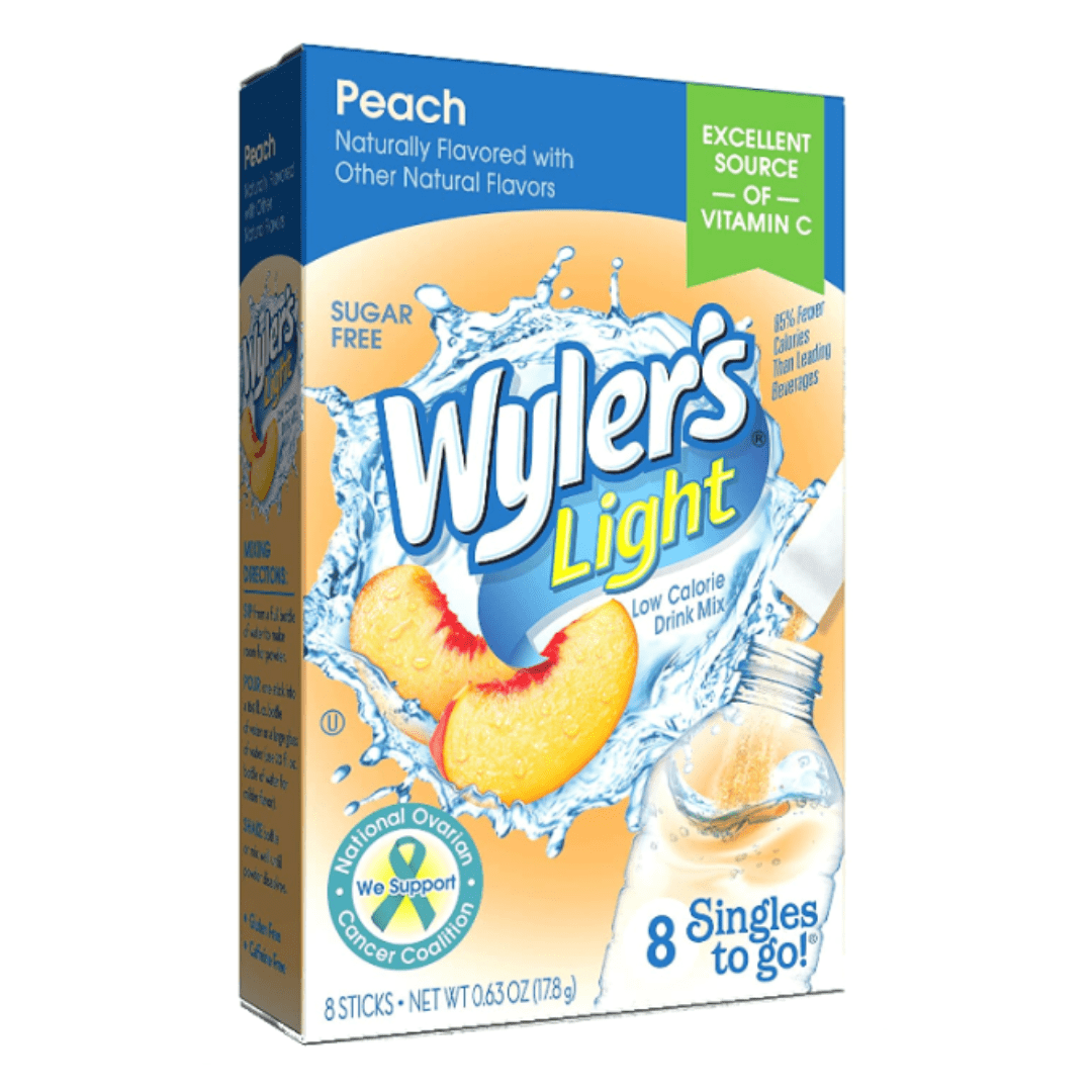 Wholesale Wyler's Light Drink Mix Peach Flavour Zero Sugar Sachets USA (8 Sticks) (12x17.8g) 1 Wyler's Light Drink Mix Peach Flavour Zero Sugar Sachets USA (8 Sticks) (12x17.8g)